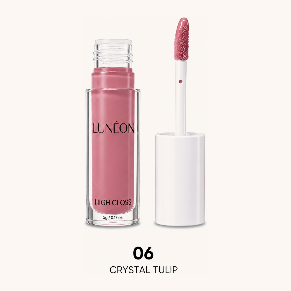 LUNÉON High Shine Lipgloss in 06 Crystal Tulip, Flakon mit Applikator