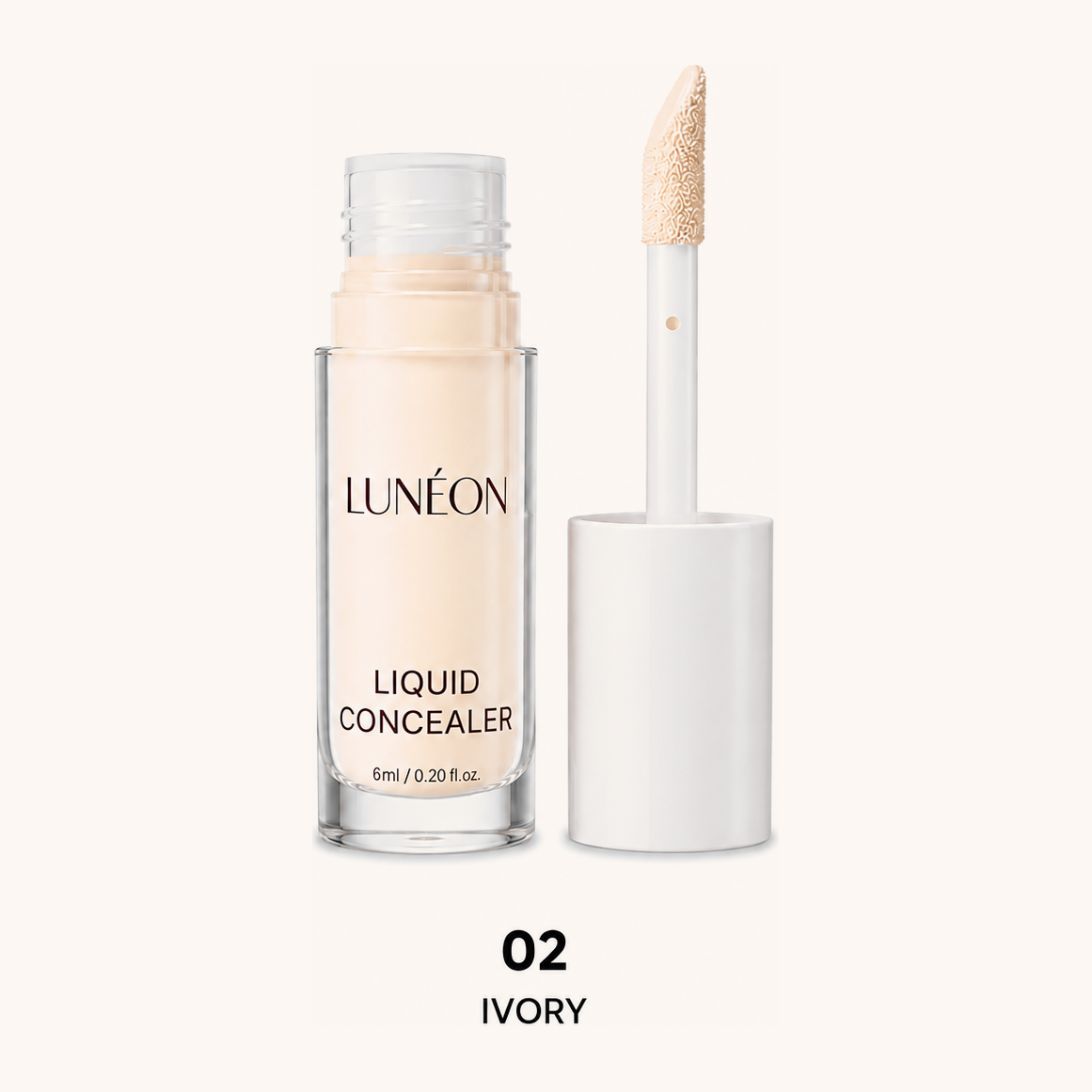 LUNÉON Liquid Concealer in 02 Ivory, Tube mit Applikator