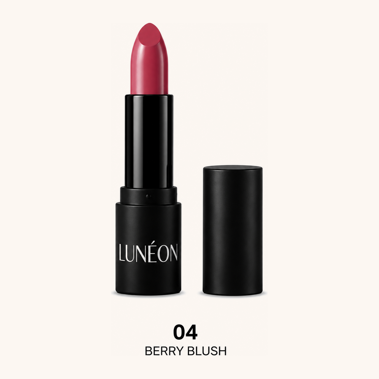 LUNÉON Velvet Silky Lipstick in 04 Berry Blush, ausgedrehte Mine