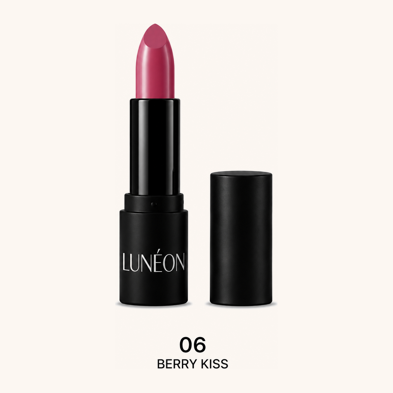 LUNÉON Velvet Silky Lipstick in 06 Berry Kiss, ausgedrehte Mine